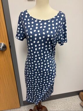 41 Hawthorn Navy and White Polka Dot Midi Dress